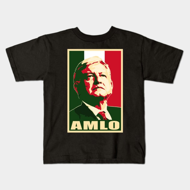 Amlo Mexican Kids T-Shirt by Nerd_art